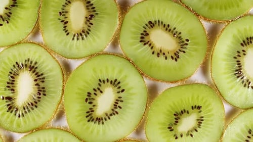 Close Up of Fresh Kiwi Fruit Slices