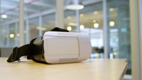Virtual reality headset on a table 4k