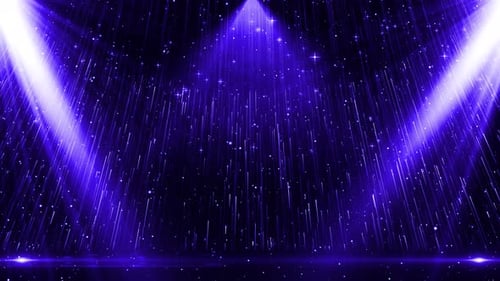 Shimmering Blue Stage Background with Sparkling Light Particles