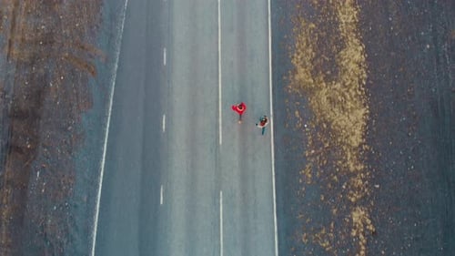 Traveling friends on remote road