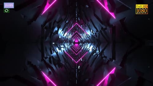 Futuristic Neon Geometric Tunnel Loop Background