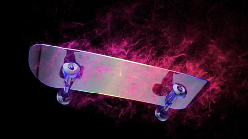 Dynamic Skateboard Animation with Colorful Particle Effects