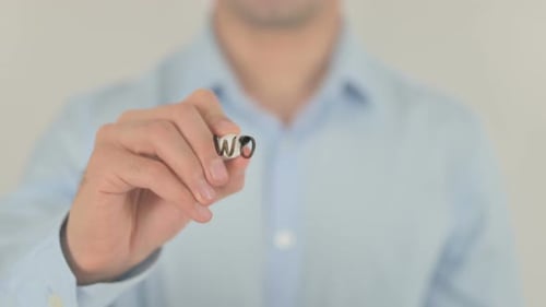 Writing Working Process On Glass With Marker