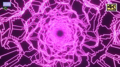Abstract Neon Glowing Tunnel Digital Warp Background