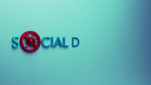 3D Social Distancing Text with Coronavirus Warning Animation