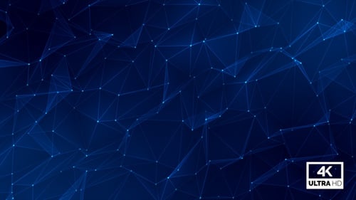 Blauer digitaler futuristischer Polygon-Hintergrund mit Schleife