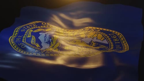 Nebraska State Seal Flag Waving Loop Animation