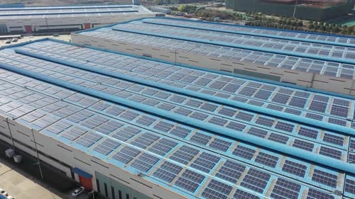 Solar power station on factory rooftop
