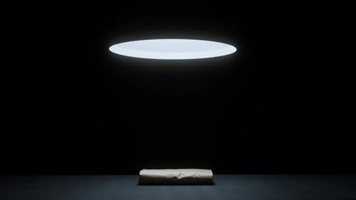 Brown Paper Package with a Spotlight in the Dark