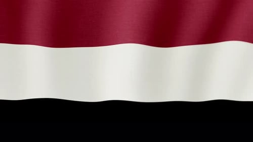 Animated Waving Flag of Yemen with Fabric Texture Loop