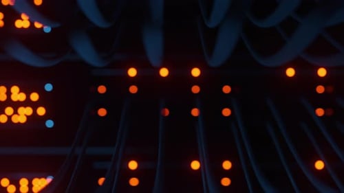 Closeup View of Modern Internet Network Switch with Plugged Ethernet Cables