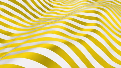 Fluid Wavy Yellow and White Striped Abstract Background Animation
