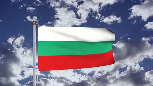 Realistic Bulgarian Flag Waving with Clouds