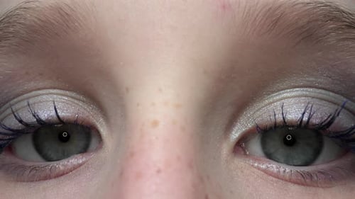 Close Up of Eyes with White Shimmering Eyeshadow