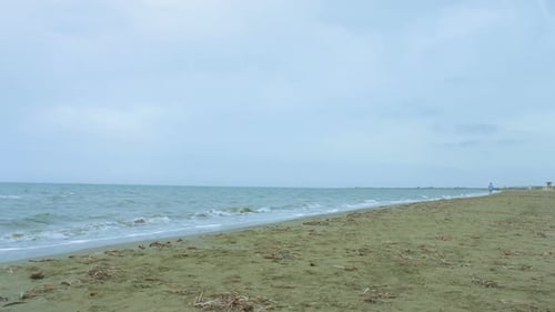 Woman Runs on Beach for Fitness and Cardio