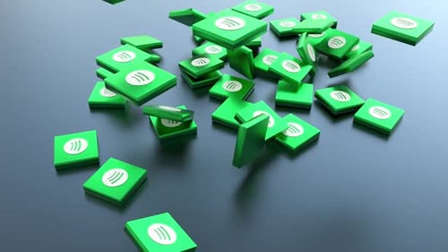 Modern 3D Falling Green Square Icons Animation