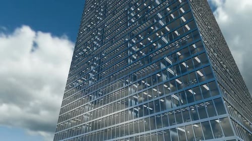 Skyscraper Building Against the Cloudscape Timelapse with Blue Sky Seamless Loop
