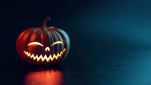 Glowing Halloween Pumpkin Jack-o'-Lantern Animation Loop