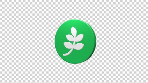 Modern 3D Rotating Leafy Sprig Icon