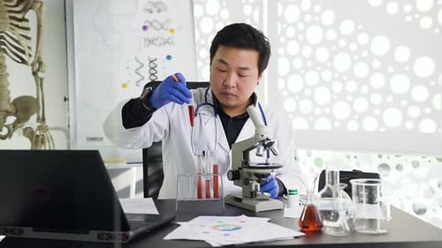 Scientist Analyzing Samples in Bright Modern Lab