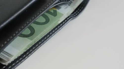 Close Up of Euro Bills in Wallet