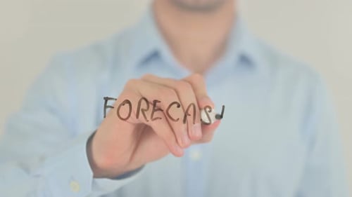 Man writes Forecast on a clear surface