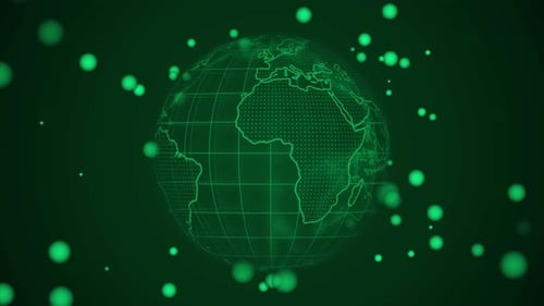 Futuristic green particles tech earth animation. A 126