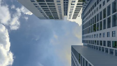 Color Time Lapse of Residential Architecture 4k Color Time Lapse from low angle looking up to archit