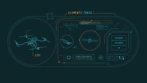 Animation HUD avec drones et équipements satellites 4K