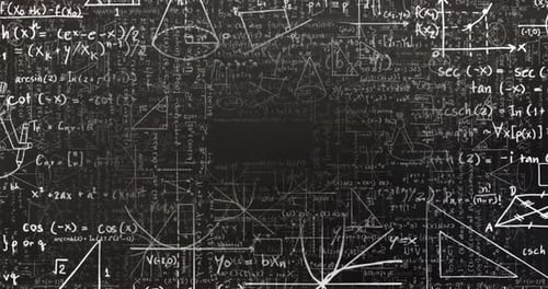 Animated Math Formulas and Geometric Diagrams on Chalkboard
