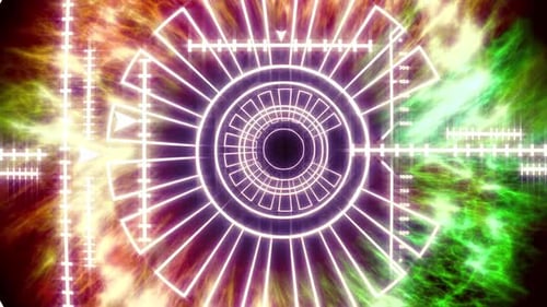 Futuristic Neon HUD Tunnel with Abstract Energy Background