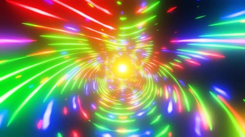 Abstract Colorful Neon Lights Tunnel Animation Background