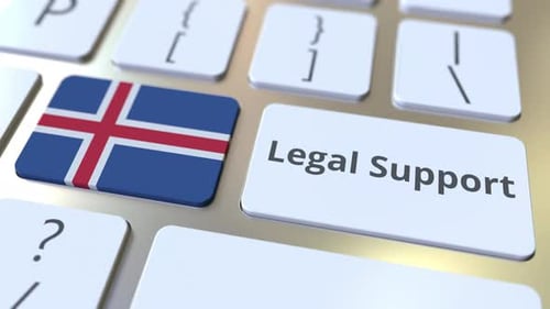 Legal Support Text and Flag of Iceland on the Keys