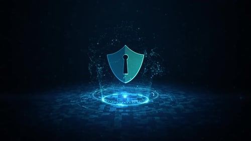 Futuristic Digital Security Shield Logo Reveal Animation
