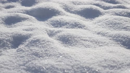Close Up of Sparkling Snow Texture on Sunny Day
