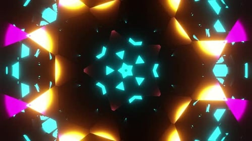 Dynamic Neon Geometric Star Kaleidoscope Loop Background