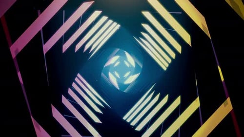 Flying Tunnel Geo Light Retro 03 4K