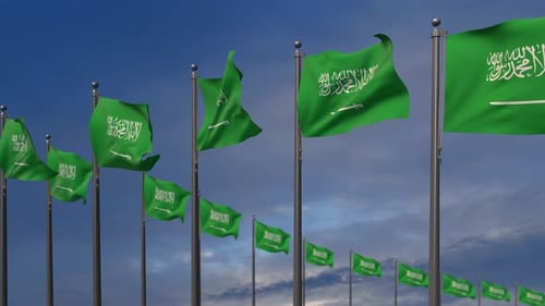 Saudi Arabia Flag Waving Animation for National Events