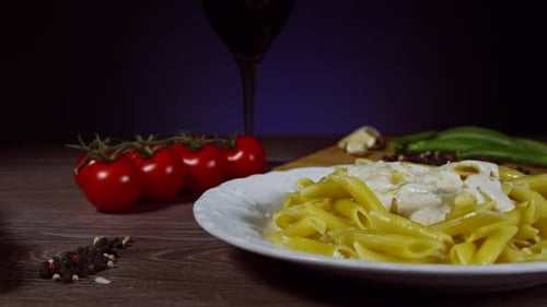Italian Penne Pasta with Tomatoes and Wine