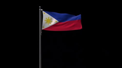 Realistic Waving Flag of the Philippines on a Flagpole