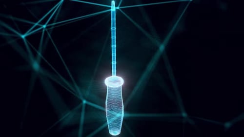 Futuristic Digital Wireframe Screwdriver Technology Animation