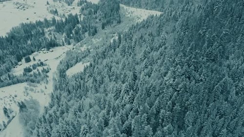 Aerial Beautiful Winter Mountain Landscape