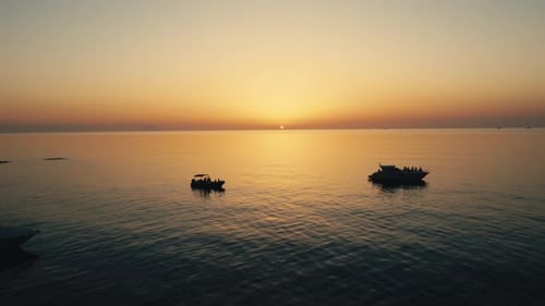 Sunset on the Horizon in the Ocean