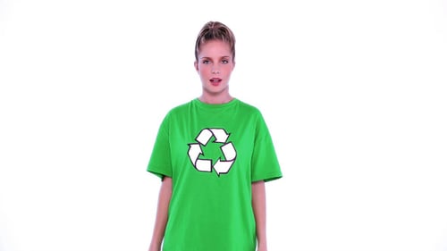 Woman Promoting Recycling Holding Glass Jars