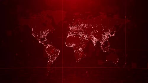 Animated Digital World Map with Flowing Data Connections