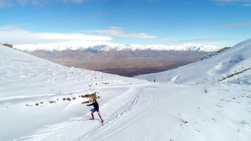 Aerial Footage Mountain Skiing