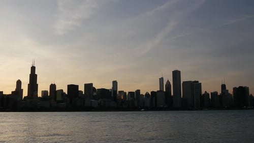 Time lapse Chicago skyline sunset