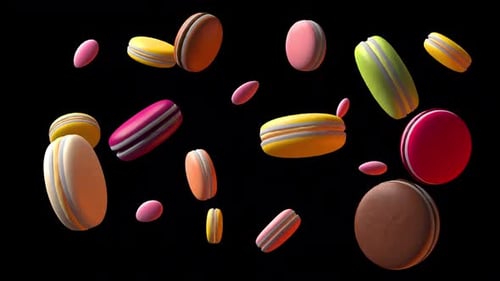 Colorful 3D Macarons Floating and Rotating Loop
