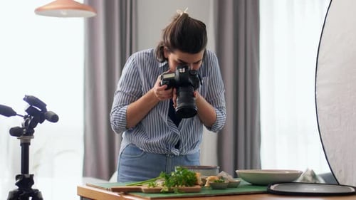 Woman Photographing Food for Social Media Content