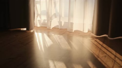 Sunlight and Shadows on Wooden Floor
